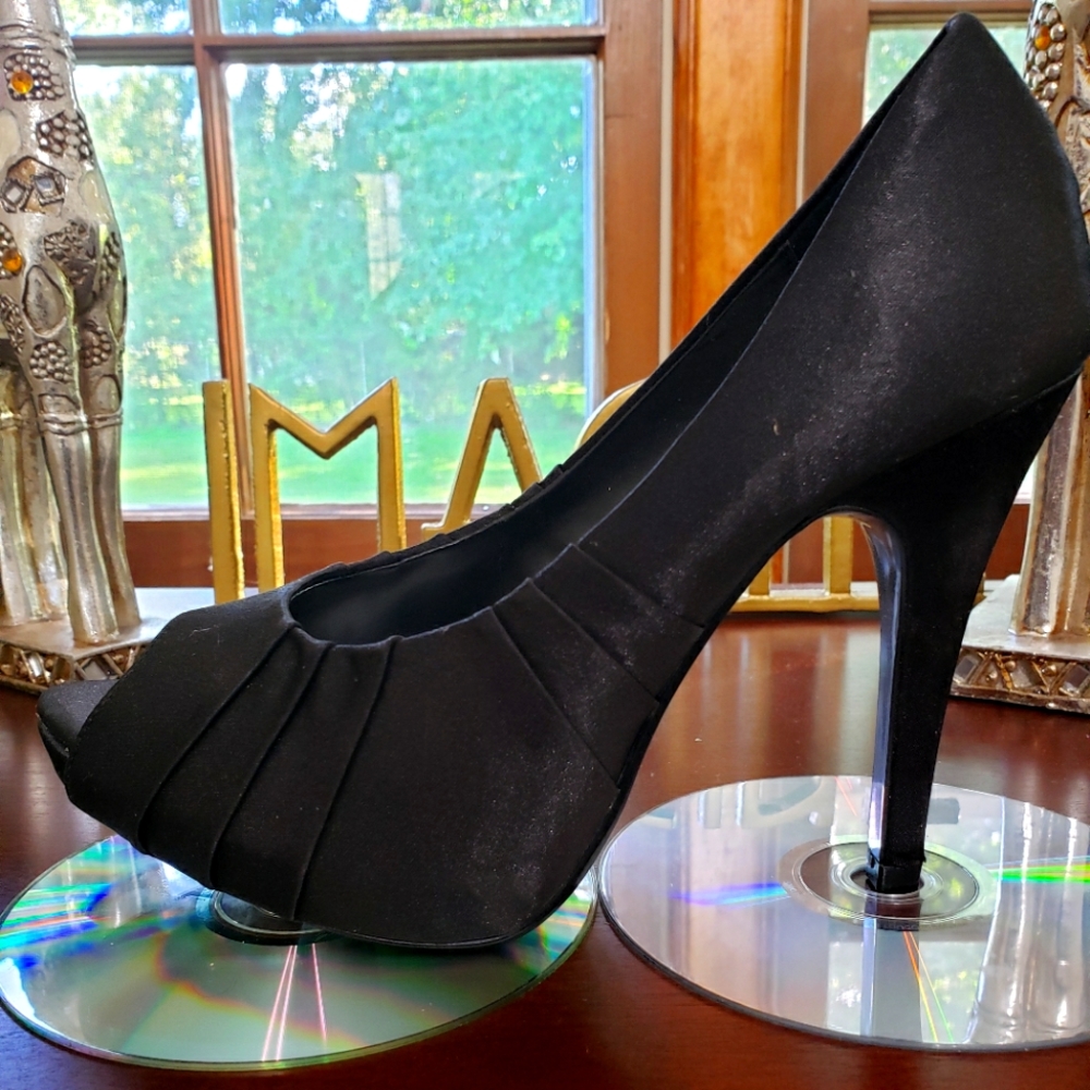 Satin Peep Toe Pumps